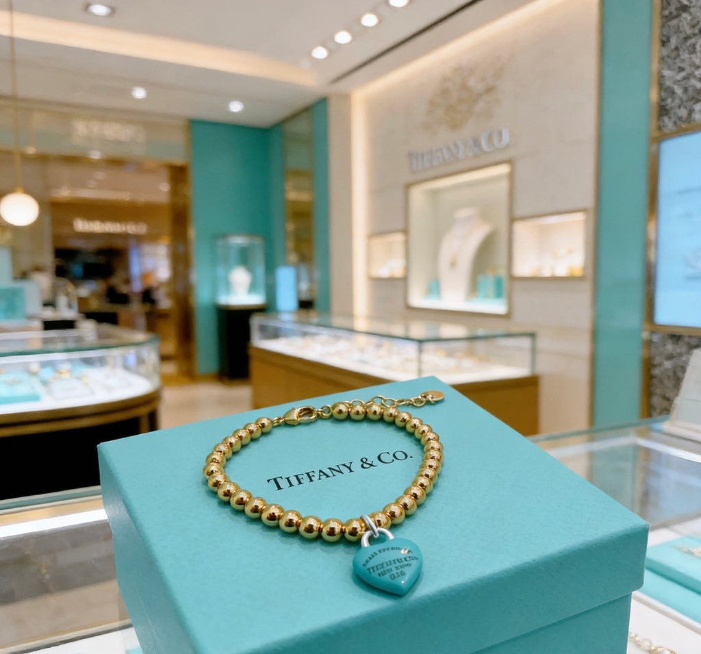 Tiffany & Co. Gold-Tone Blue Heart Bead Bracelet - album image 6