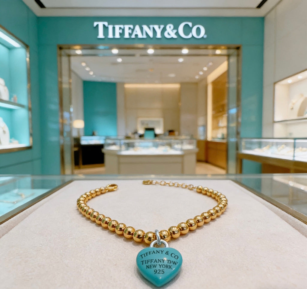 Tiffany & Co. Gold-Tone Blue Heart Bead Bracelet - album image 4
