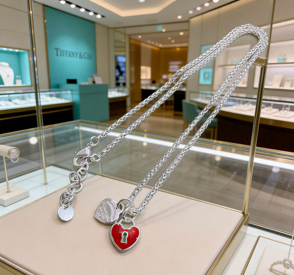 Tiffany & Co. Red Heart Double Chain Necklace - album image 4