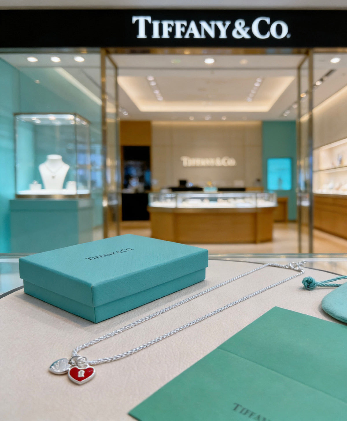 Tiffany & Co. Red Heart Double Chain Necklace - album image 5