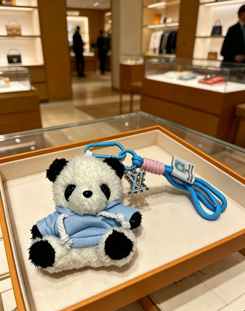 Louis Vuitton Plush Panda Keychain with Blue Strap - album image 6