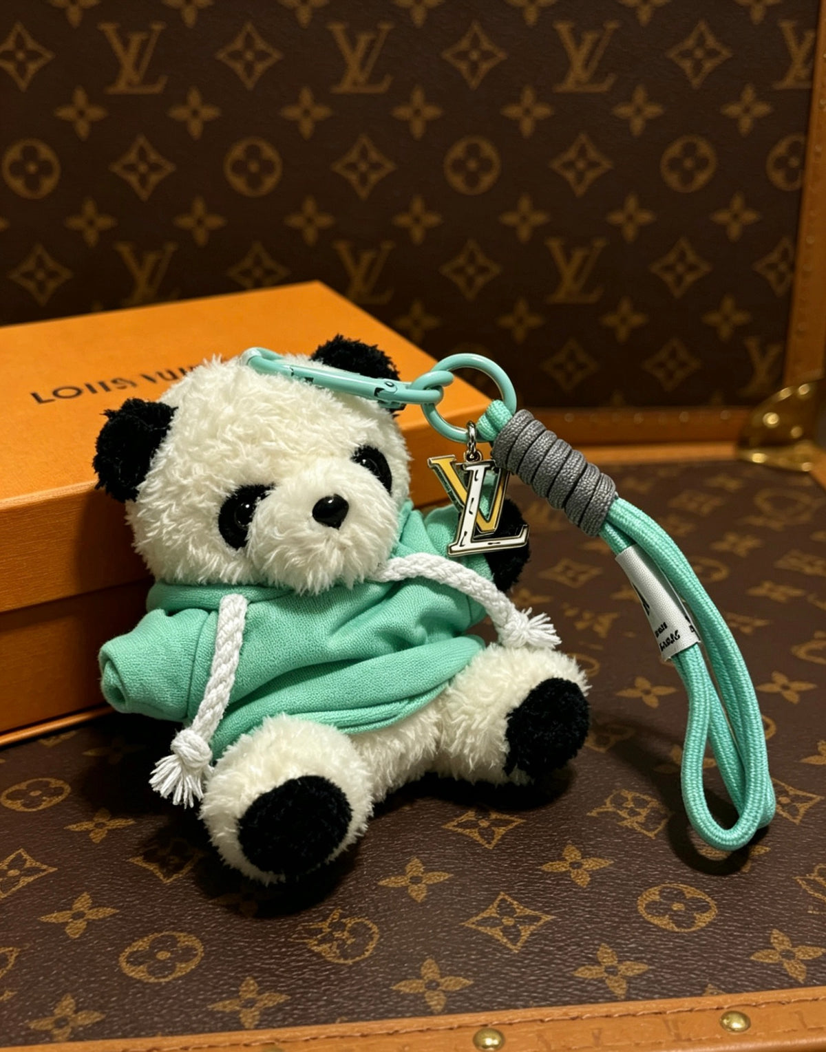 Louis Vuitton Plush Panda Keychain in Green Outfit - album image 6