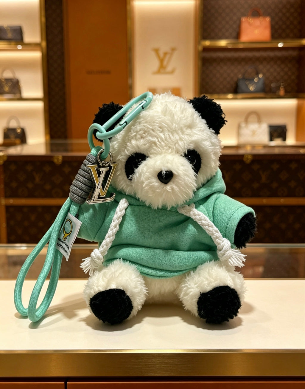Louis Vuitton Plush Panda Keychain in Green Outfit - album image 7