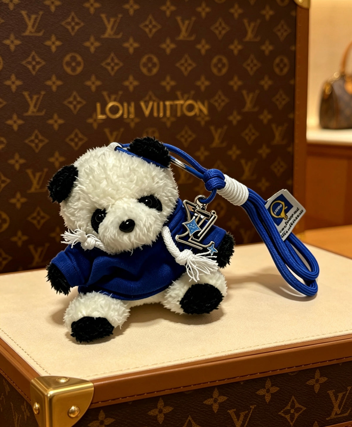 Louis Vuitton Plush Panda Keychain in Blue Outfit - album image 5