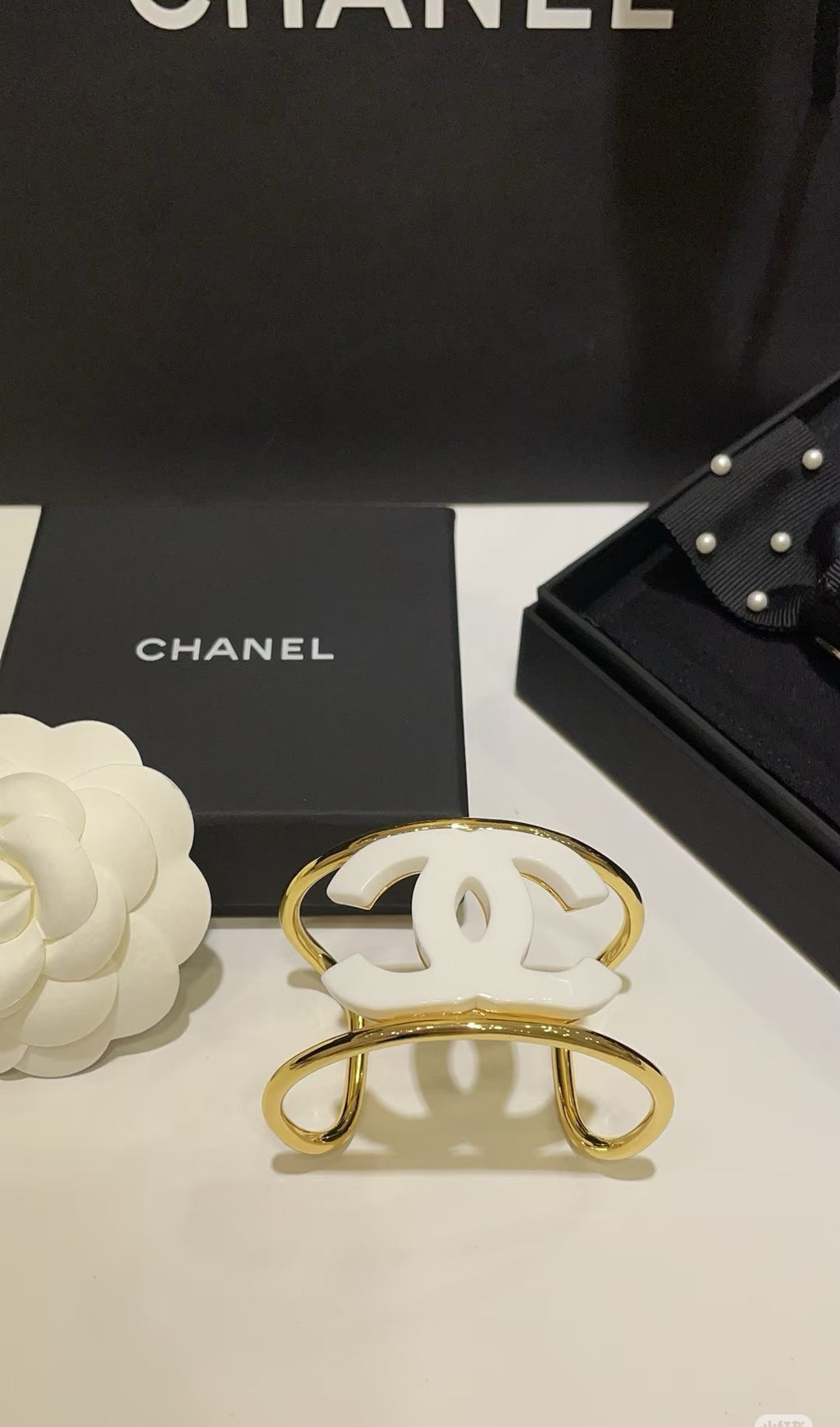 Chanel Resin White Open Bangle - album image 2