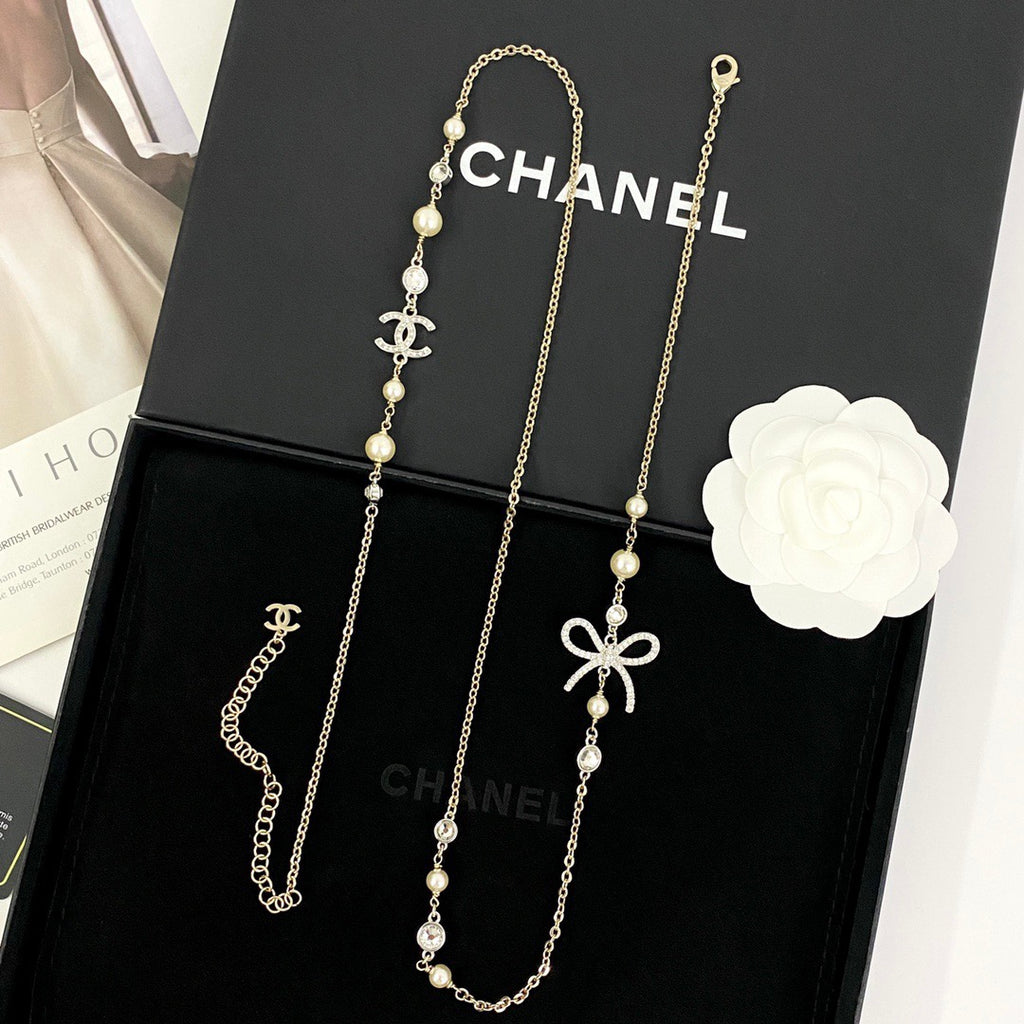 Chanel Silver-Tone Camellia and Chain Drop Earrings - album image 3