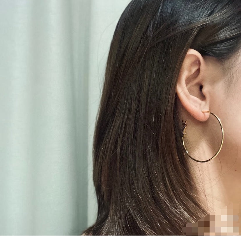 Saint Laurent Gold-Tone Monogram Thin Hoop Earrings - album image 3