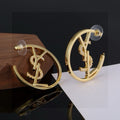 Saint Laurent Gold-Tone Round Monogram Hoop Earrings - album image 1