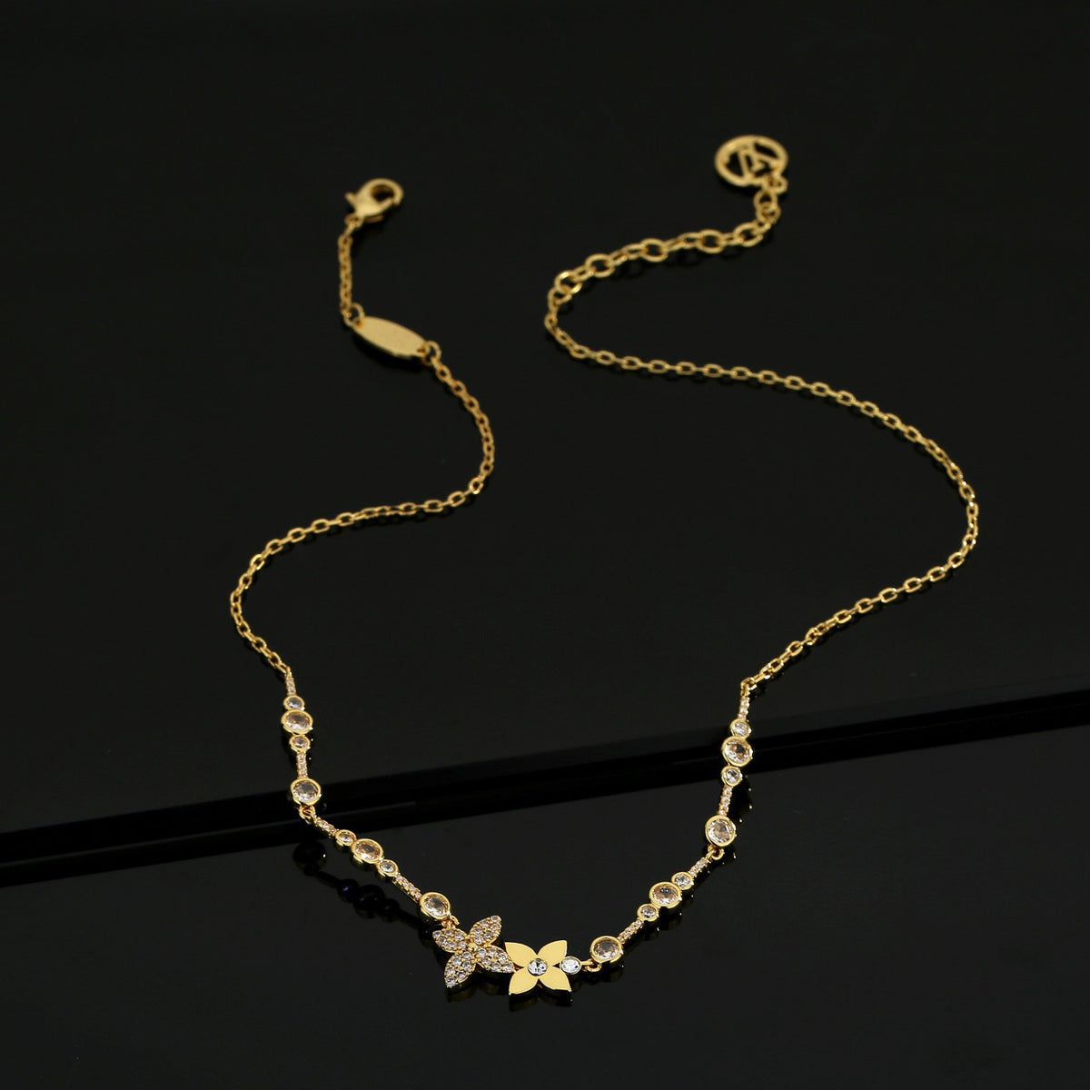 Louis Vuitton Floragram Gold-Tone Flower Monogram Crystal Accent Necklace - album image 4