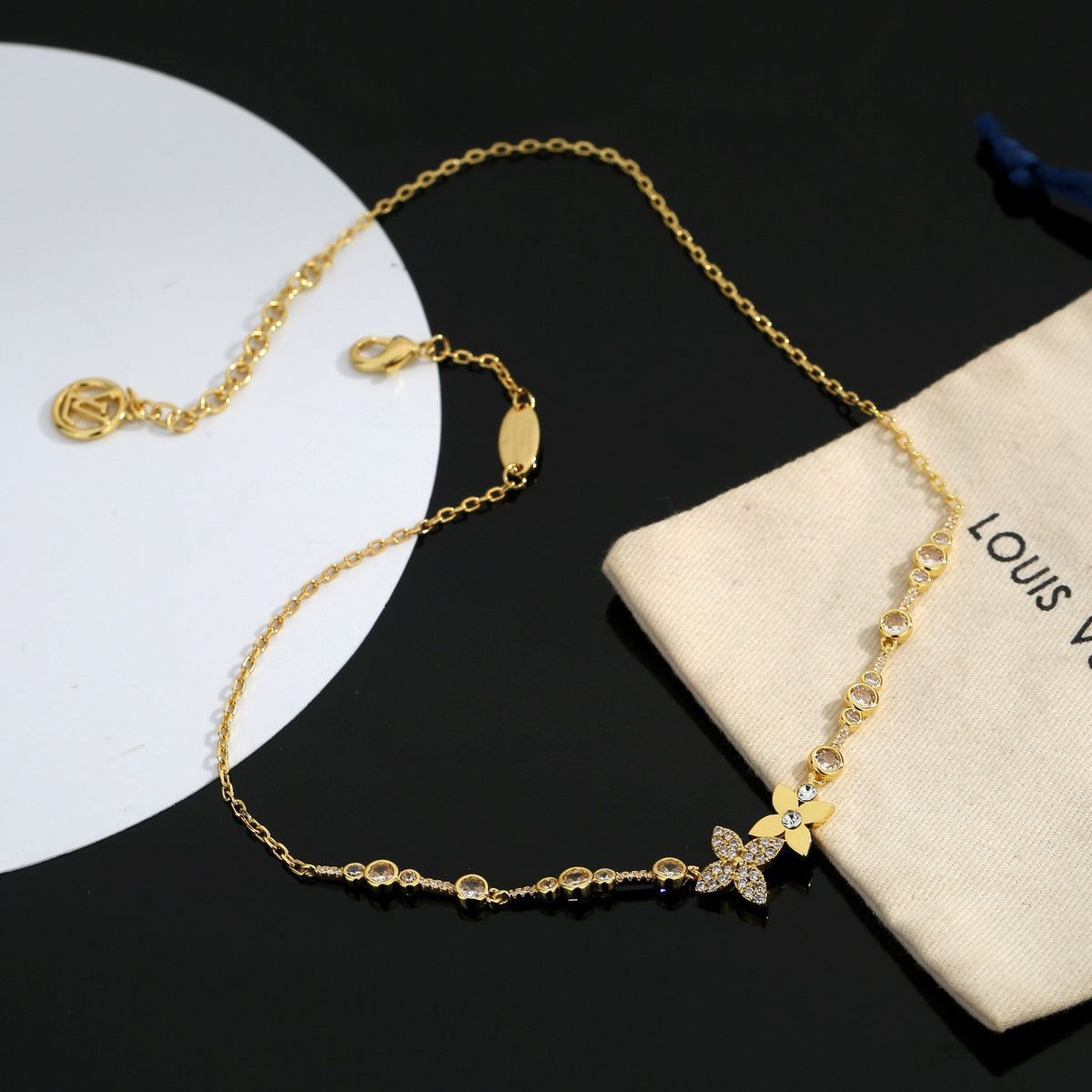 Louis Vuitton Floragram Gold-Tone Flower Monogram Crystal Accent Necklace - album image 6
