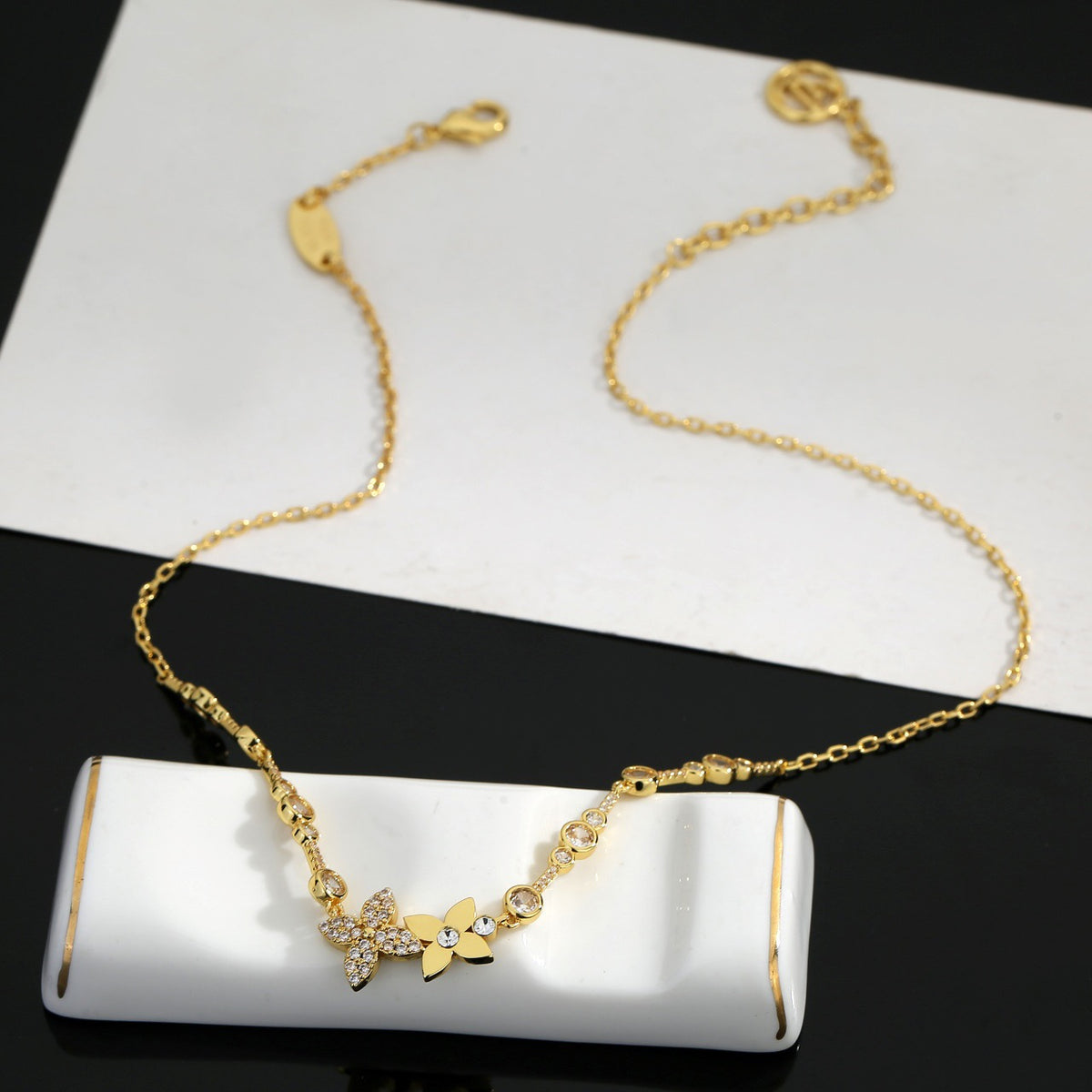 Louis Vuitton Floragram Gold-Tone Flower Monogram Crystal Accent Necklace - album image 2