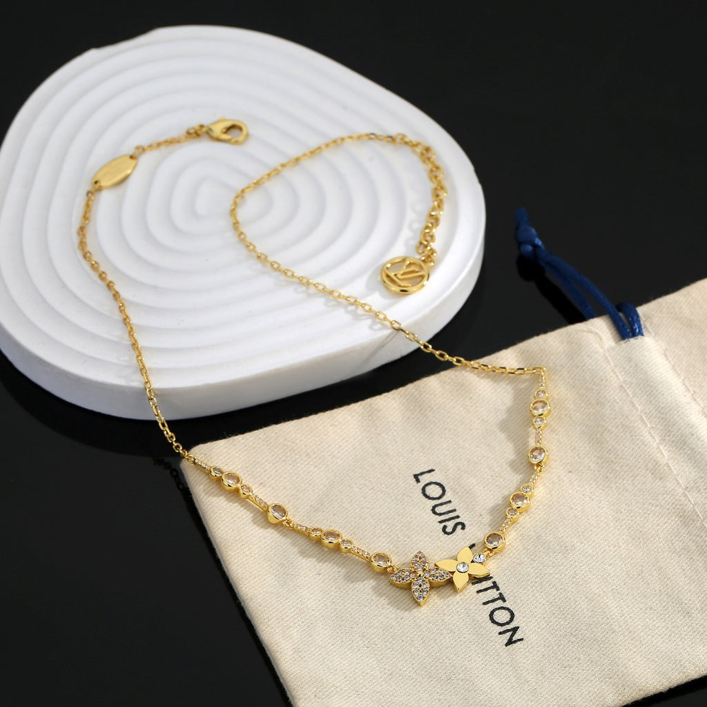 Louis Vuitton Floragram Gold-Tone Flower Monogram Crystal Accent Necklace - album image 1