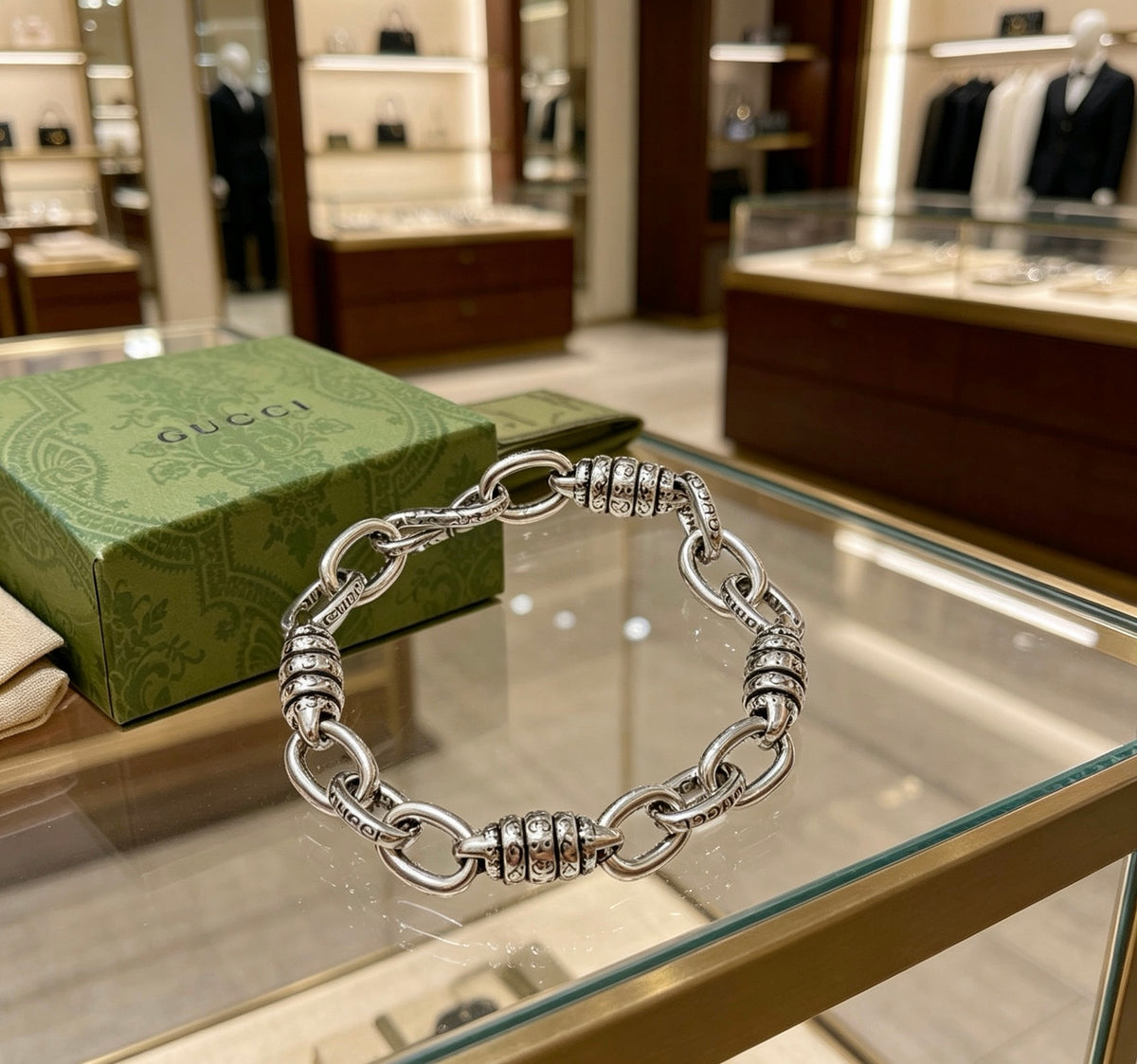 Gucci Silver-Tone Oval Link Bracelet with G Charm - album image 5