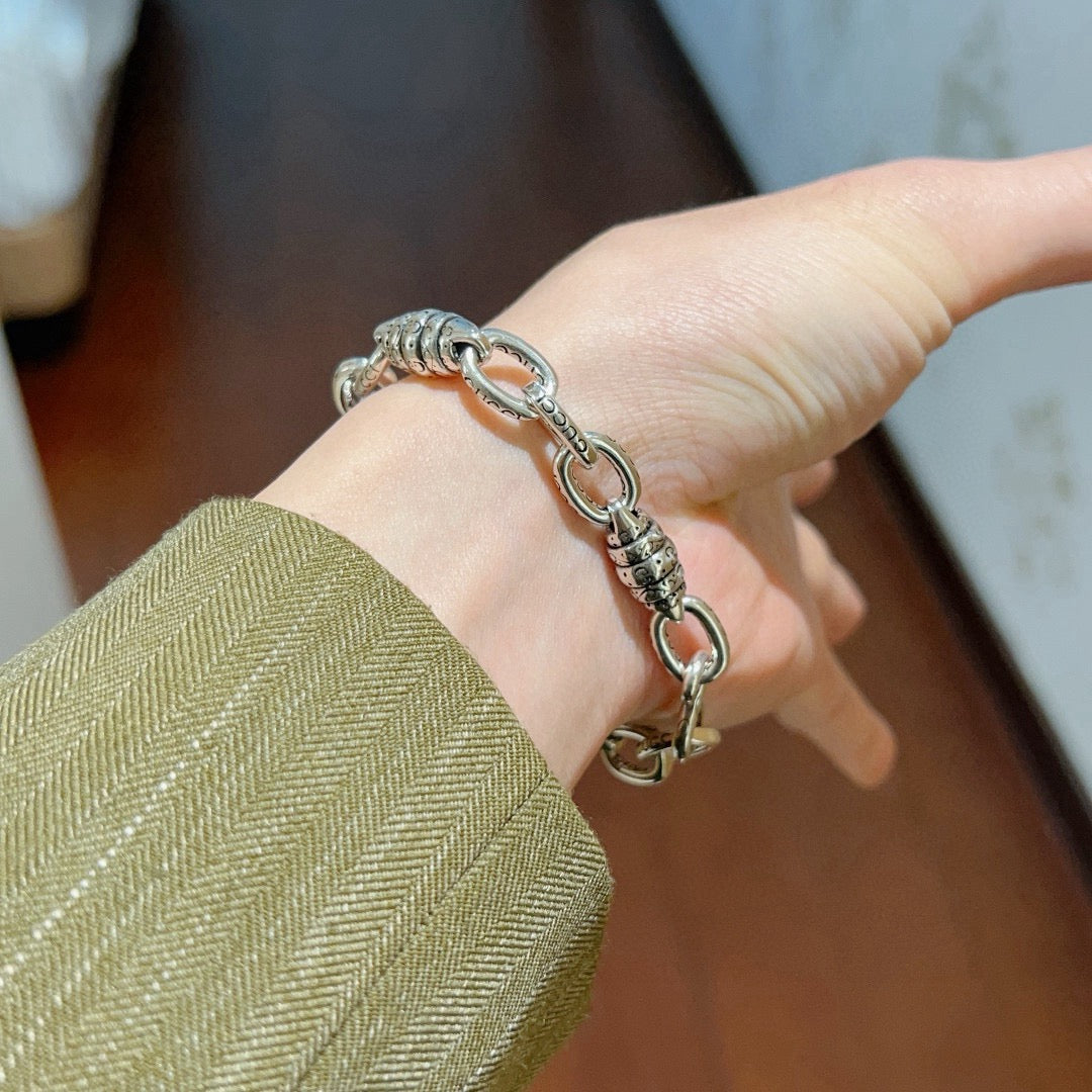 Gucci Silver-Tone Oval Link Bracelet with G Charm - album image 4
