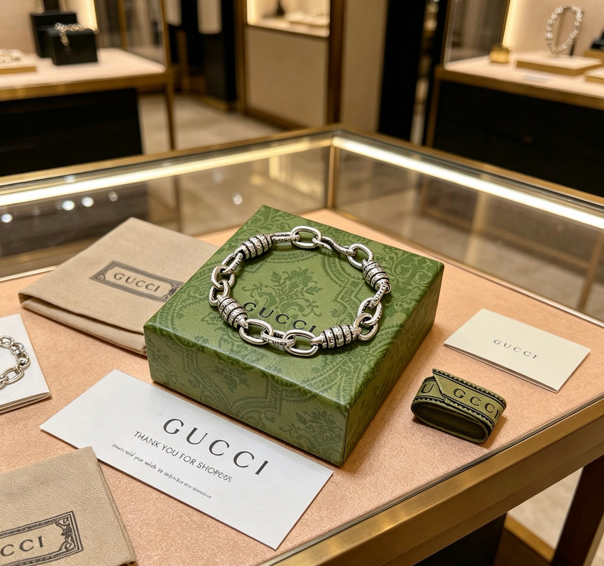Gucci Silver-Tone Oval Link Bracelet with G Charm - album image 9