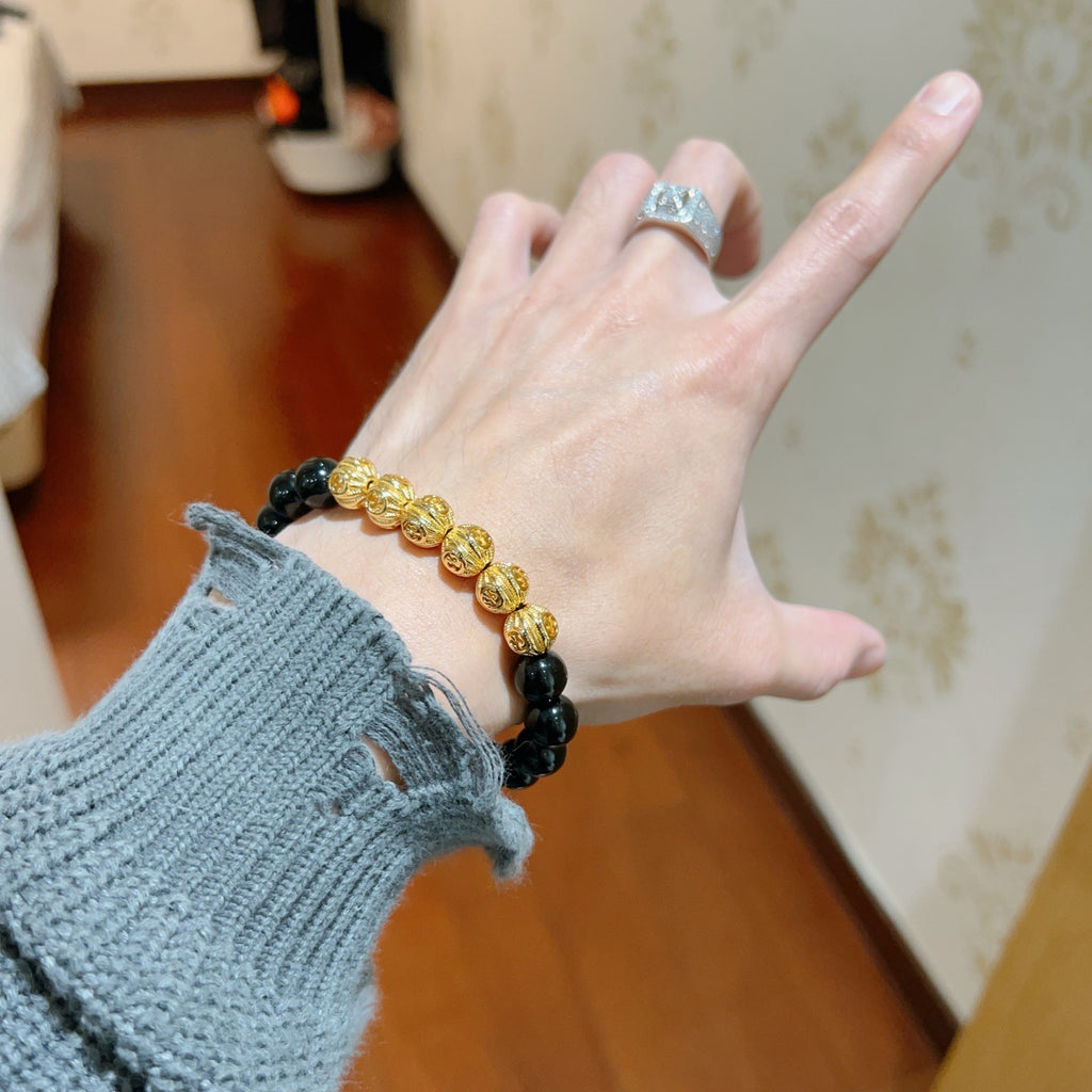 Gucci Anger Forest Interlocking G Black Agate Agate Beaded Antiqued Bracelet - album image 7