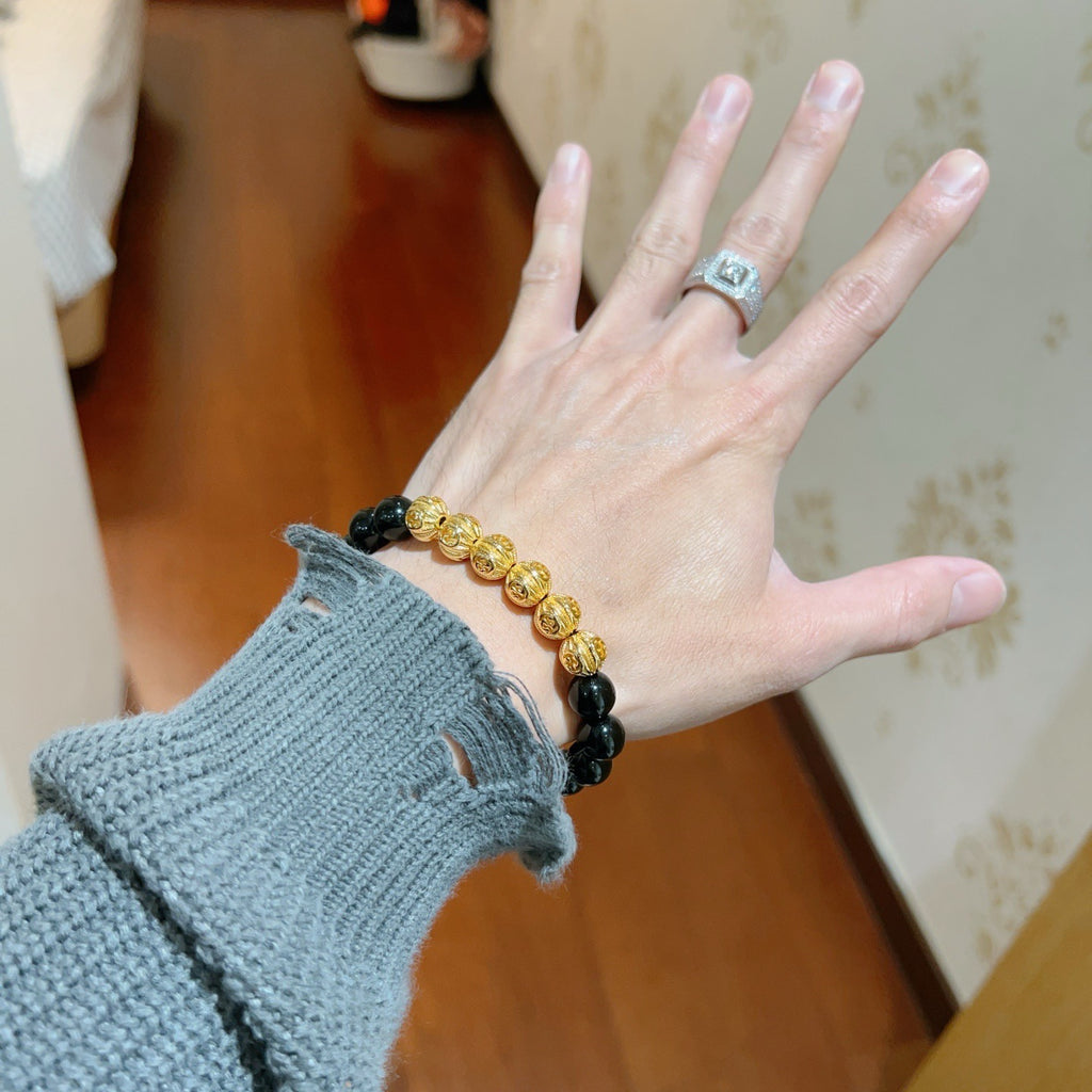 Gucci Anger Forest Interlocking G Black Agate Agate Beaded Antiqued Bracelet - album image 3