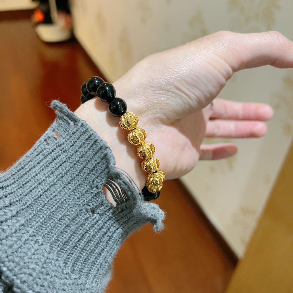 Gucci Anger Forest Interlocking G Black Agate Agate Beaded Antiqued Bracelet - album image 4