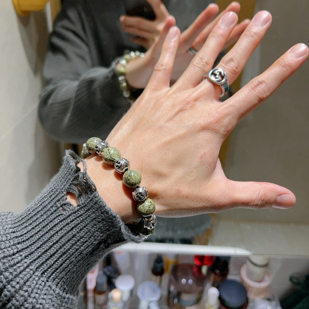 Gucci Anger Forest Interlocking G Stone Bead Antiqued Bracelet - album image 3