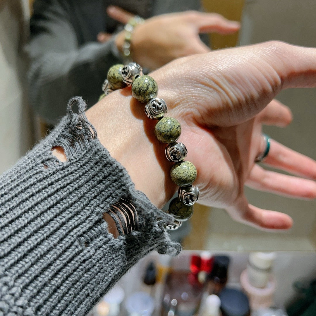 Gucci Anger Forest Interlocking G Stone Bead Antiqued Bracelet - album image 4