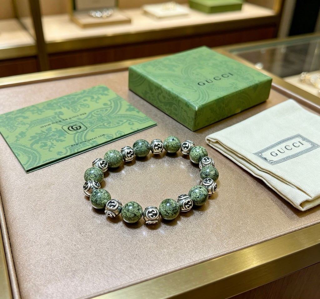 Gucci Anger Forest Interlocking G Stone Bead Antiqued Bracelet - album image 8