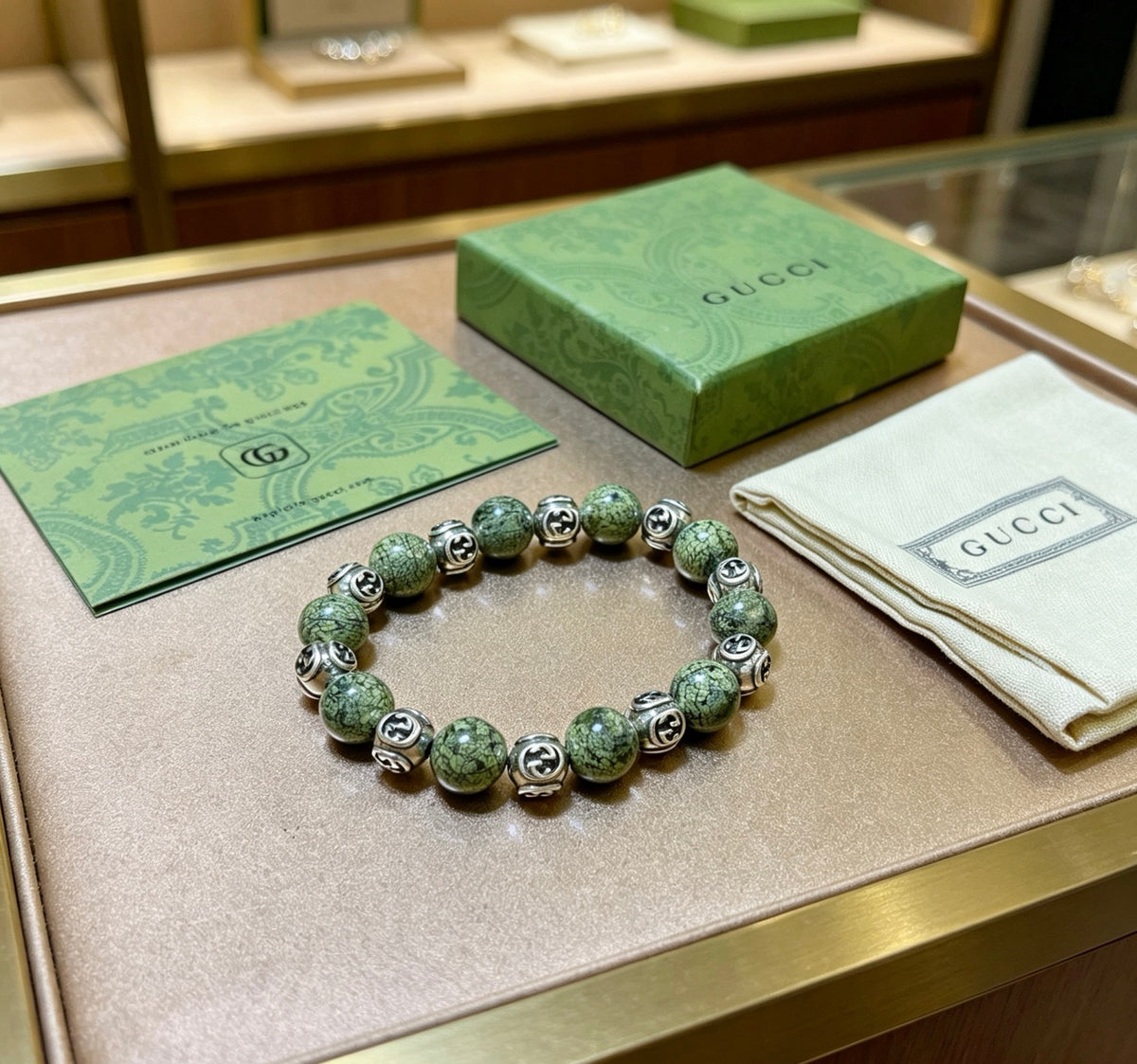Gucci Anger Forest Interlocking G Stone Bead Antiqued Bracelet - album image 8