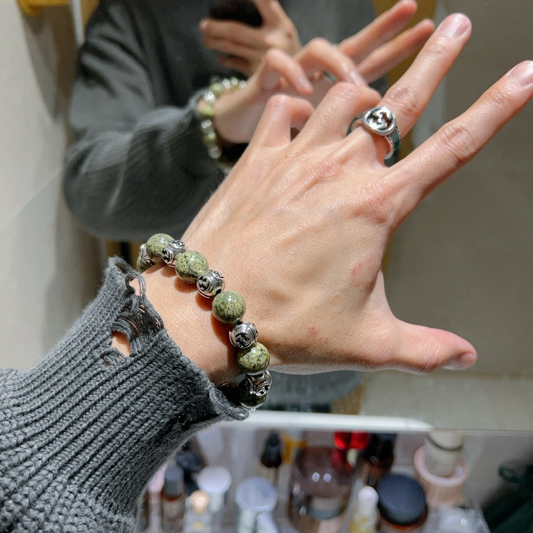 Gucci Anger Forest Interlocking G Stone Bead Antiqued Bracelet - album image 7