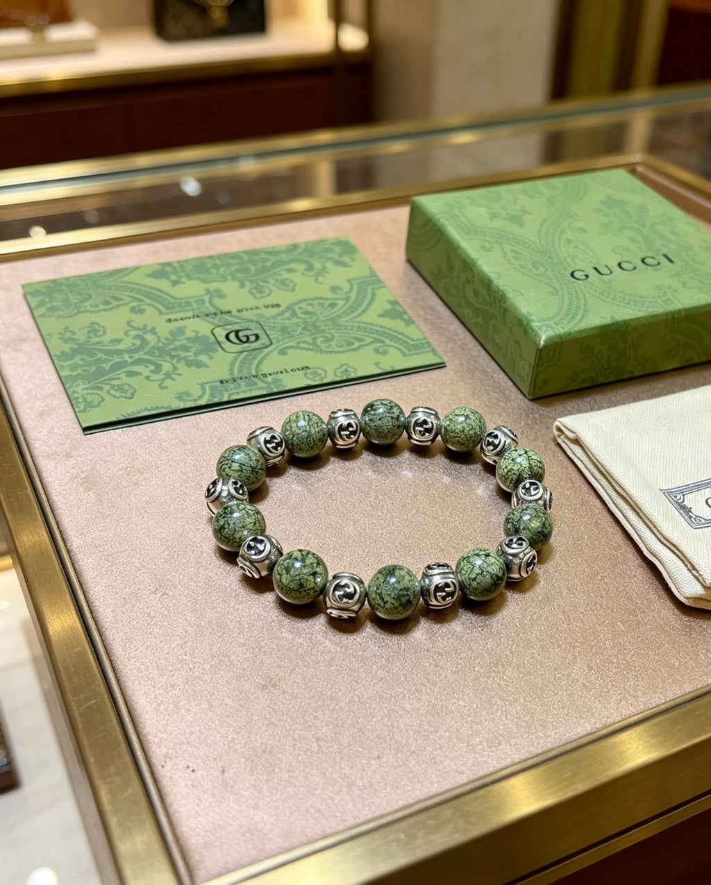 Gucci Anger Forest Interlocking G Stone Bead Antiqued Bracelet - album image 9