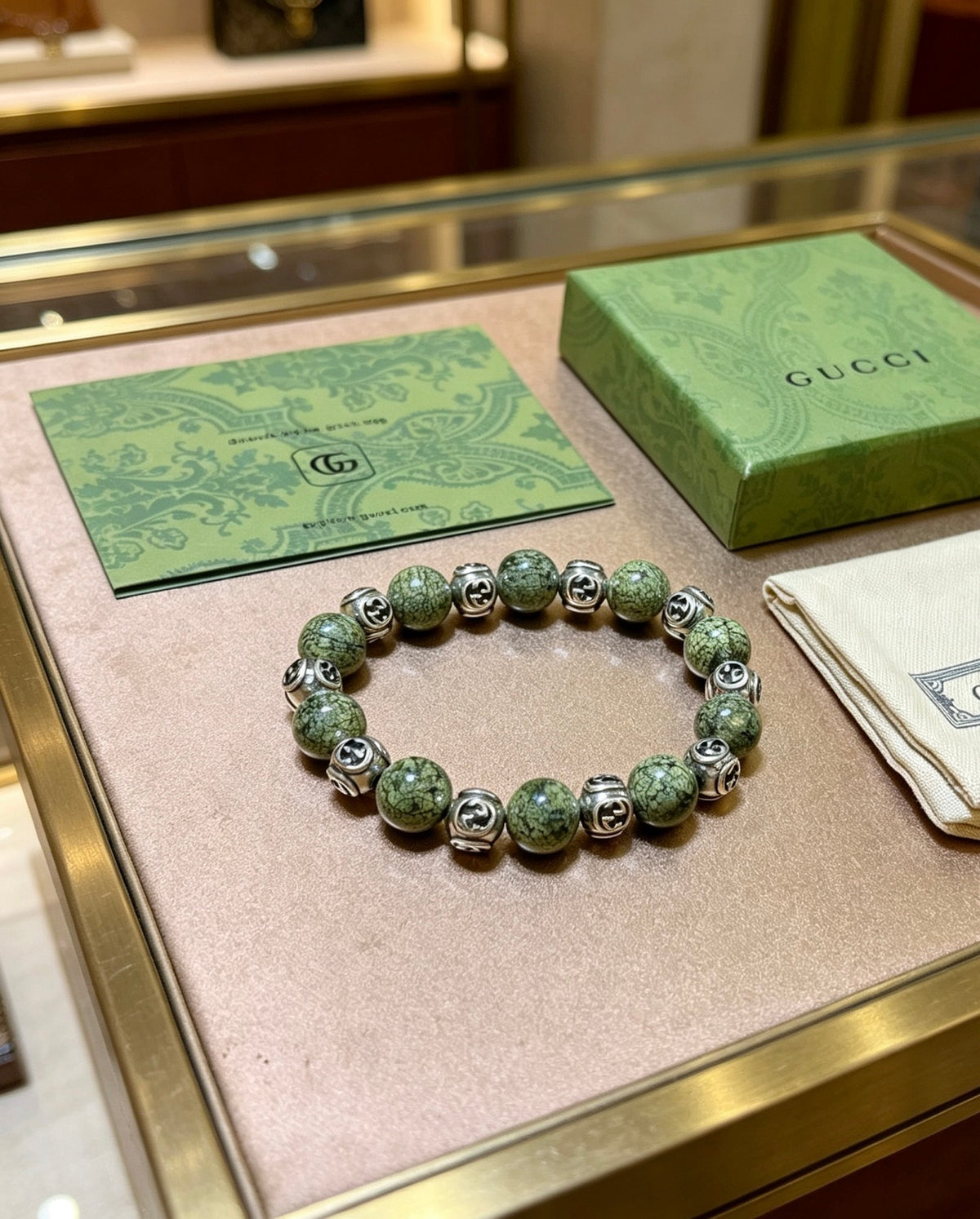 Gucci Anger Forest Interlocking G Stone Bead Antiqued Bracelet - album image 9