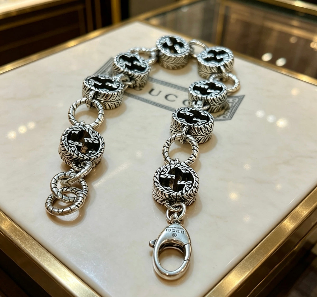 Gucci Silver-Tone Dark Crystal and G Link Bracelet - album image 2