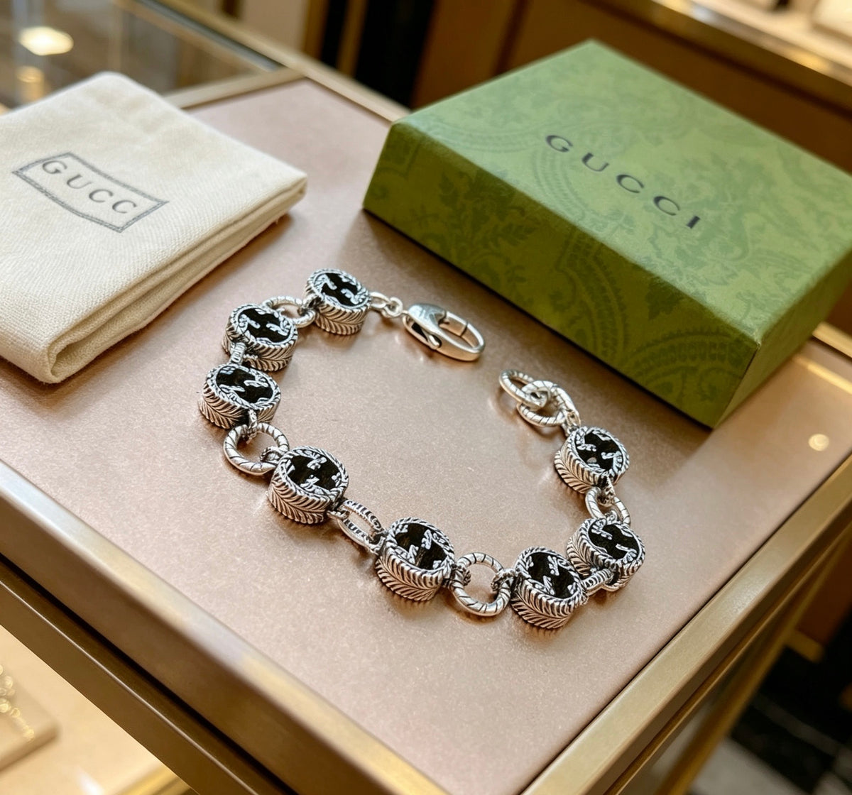 Gucci Silver-Tone Dark Crystal and G Link Bracelet - album image 8