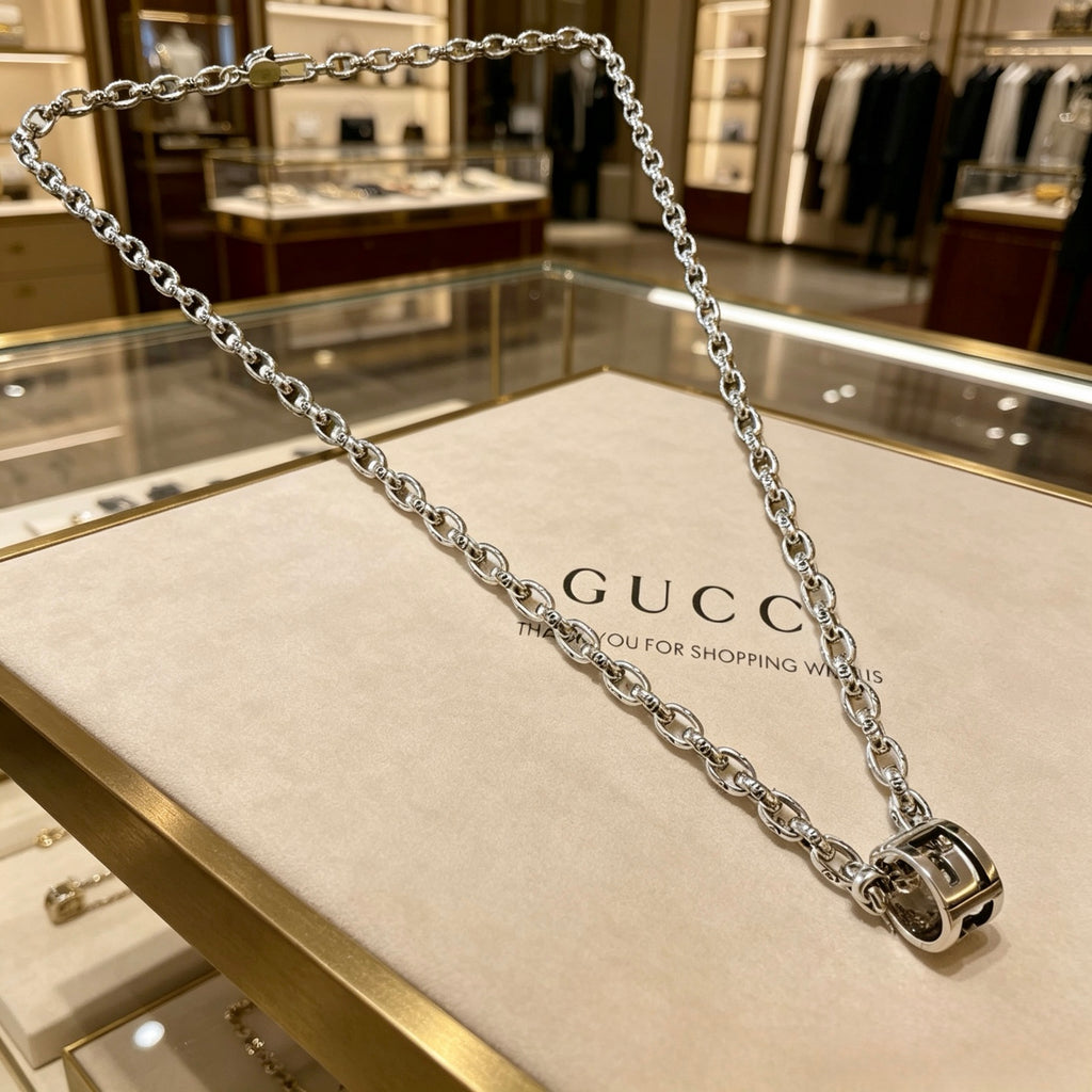 Gucci Anger Forest Interlocking G Antiqued Chain Necklace - album image 1