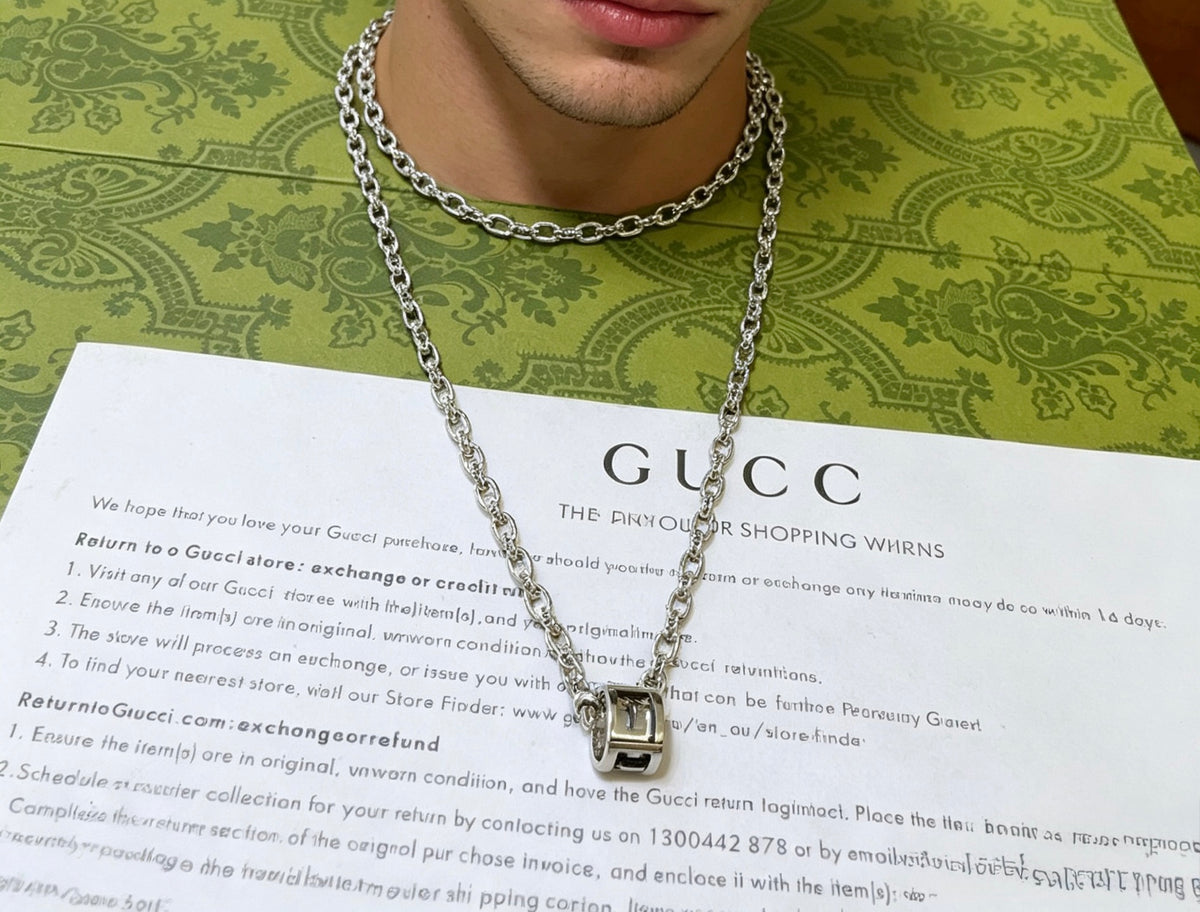 Gucci Anger Forest Interlocking G Antiqued Chain Necklace - album image 6