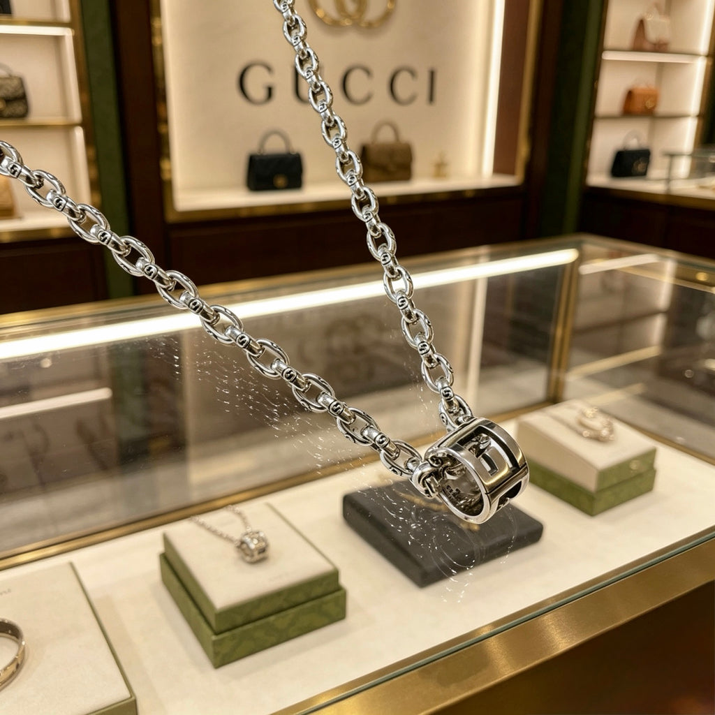 Gucci Anger Forest Interlocking G Antiqued Chain Necklace - album image 7