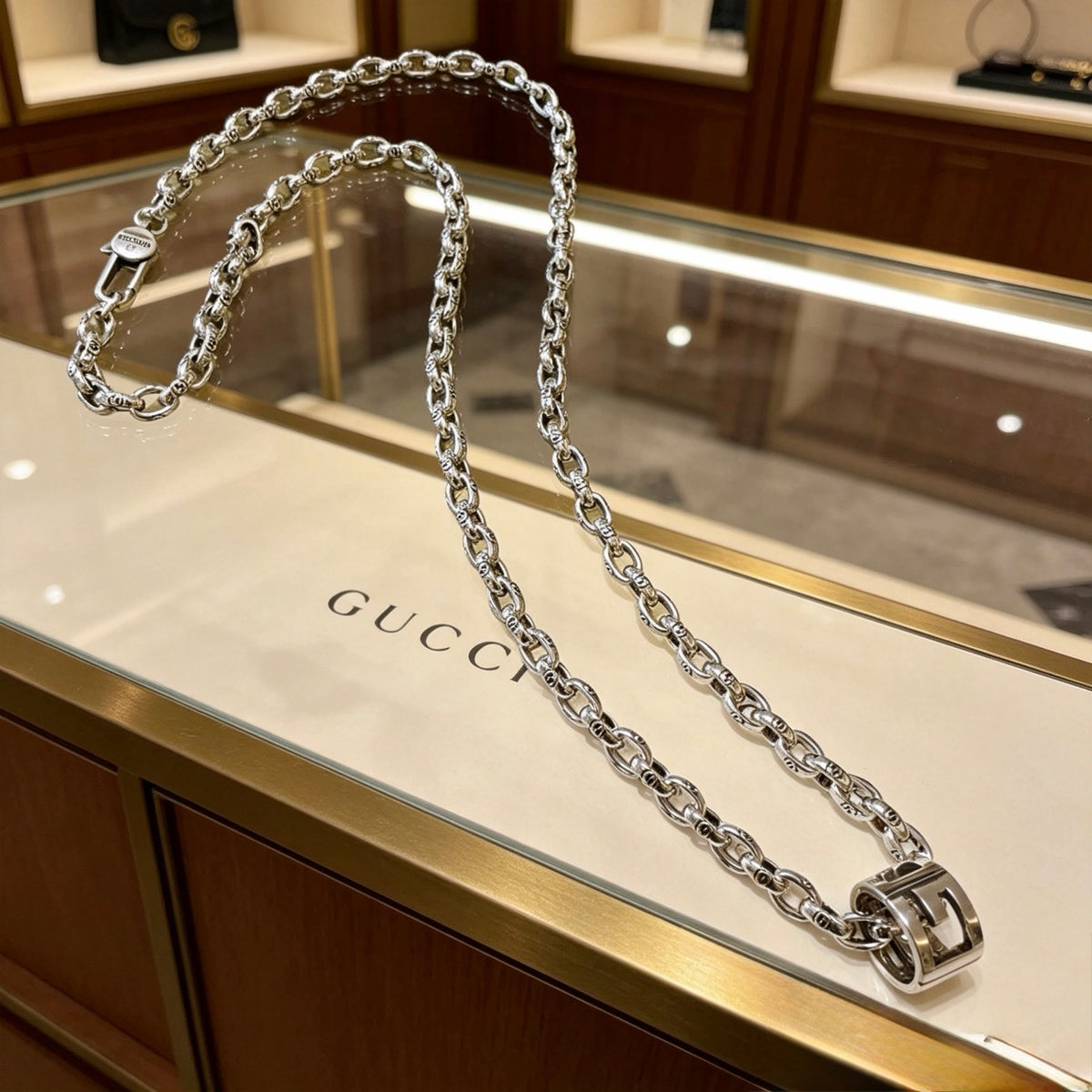 Gucci Anger Forest Interlocking G Antiqued Chain Necklace - album image 2