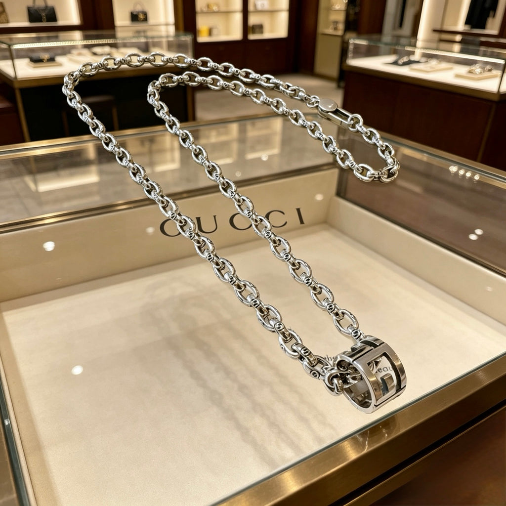 Gucci Anger Forest Interlocking G Antiqued Chain Necklace - album image 8