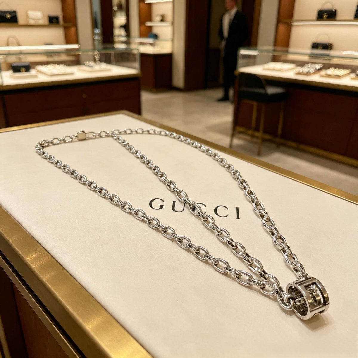 Gucci Anger Forest Interlocking G Antiqued Chain Necklace - album image 4