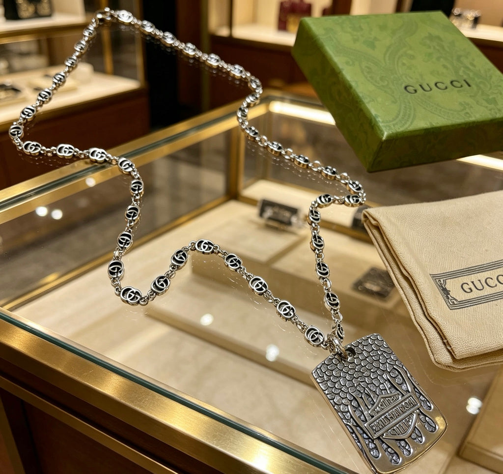Gucci Anger Forest Interlocking G Antiqued Chain Necklace - album image 8