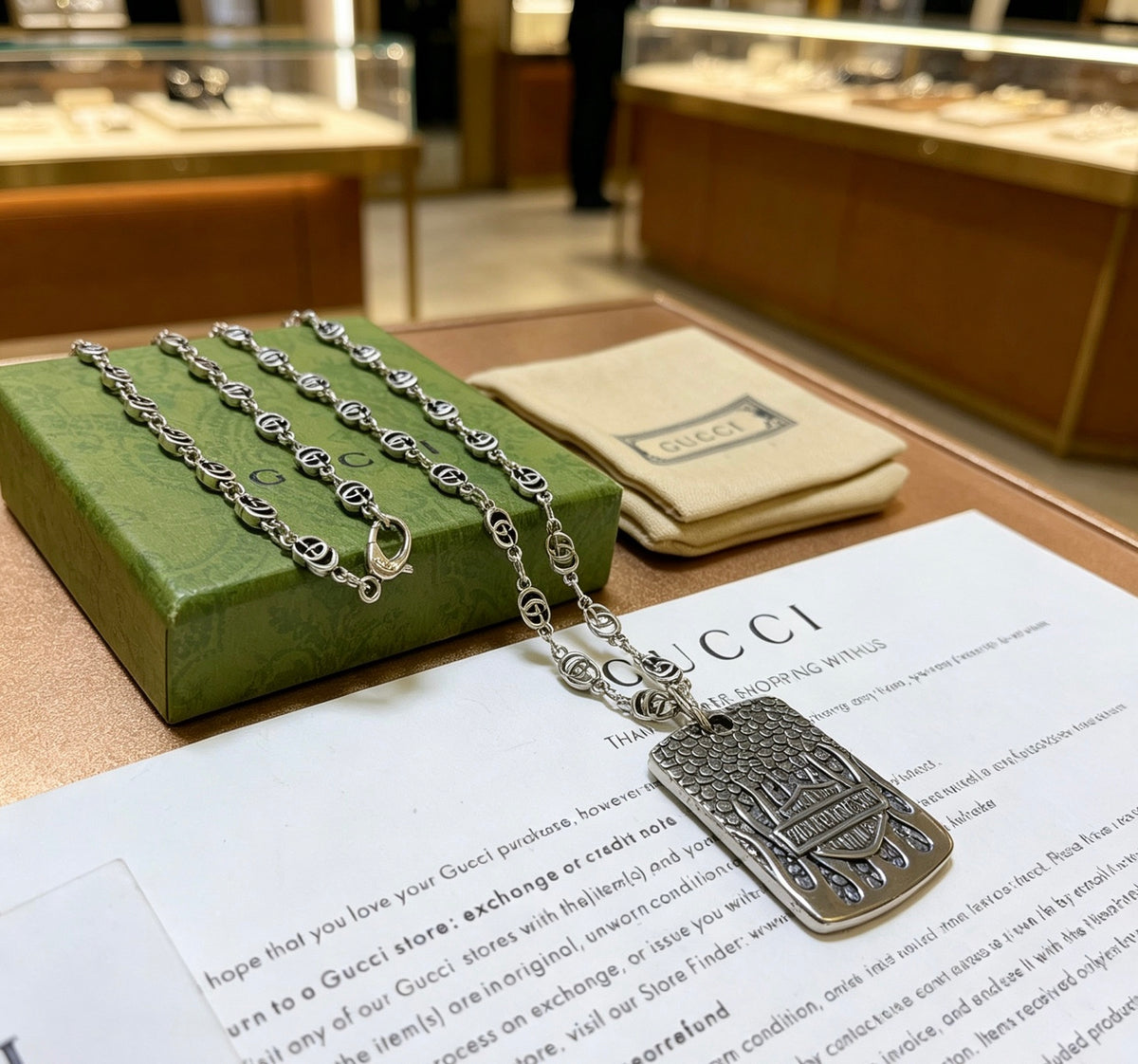 Gucci Anger Forest Interlocking G Antiqued Chain Necklace - album image 5