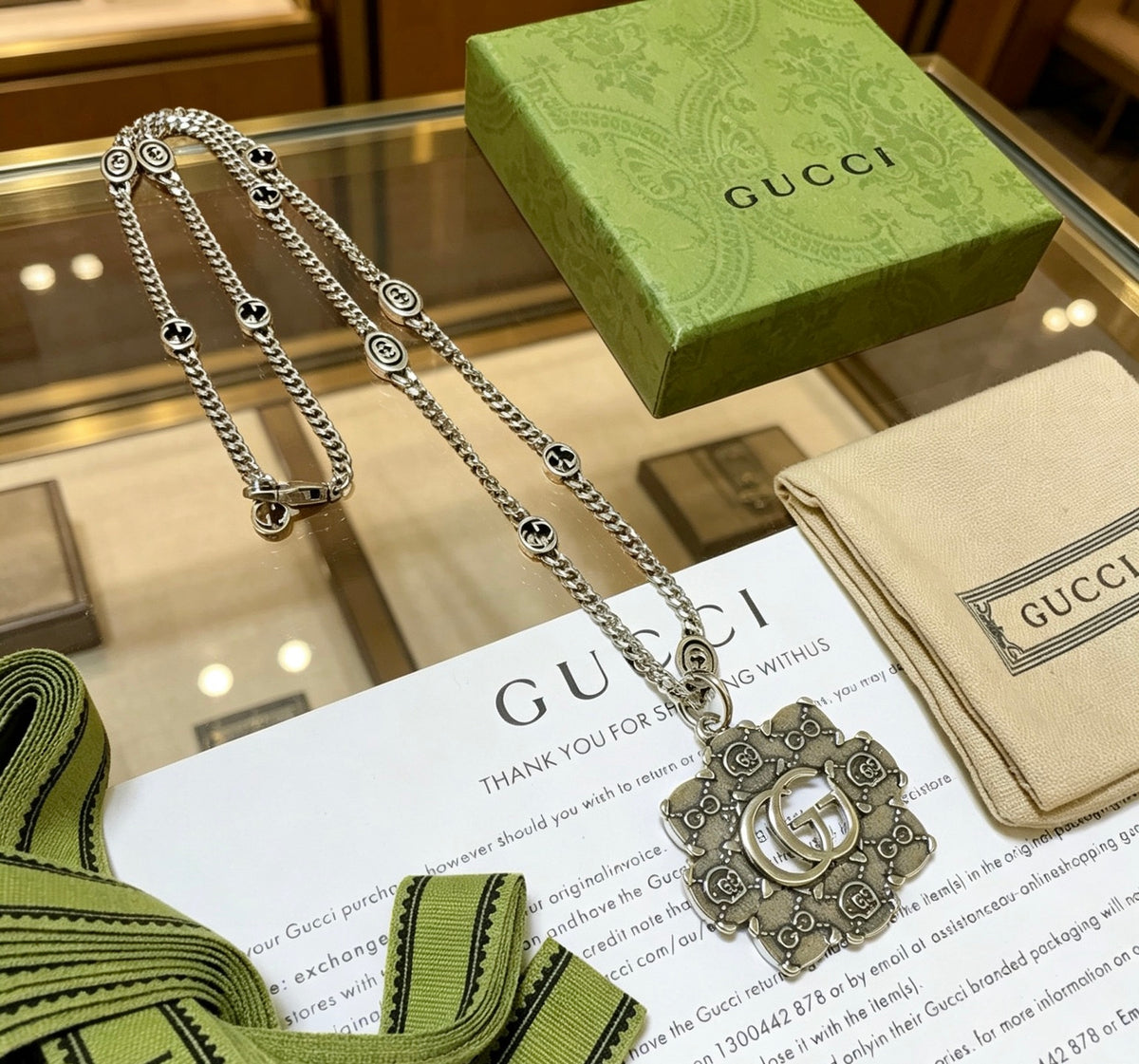 Gucci Anger Forest Interlocking G Antique Silver-Tone Silver-Tone Antiqued Chain Necklace - album image 4
