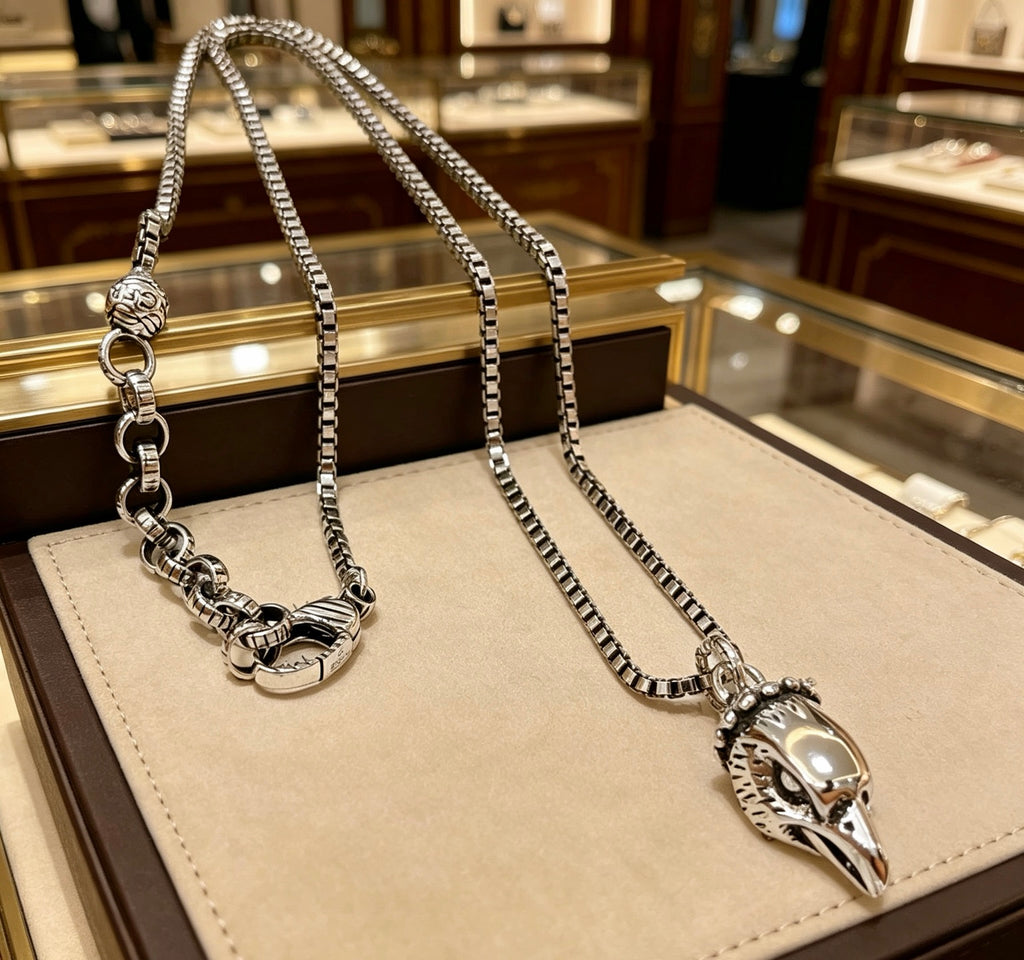 Gucci Anger Forest Interlocking G Antique Silver-Tone Silver-Tone Antiqued Chain Necklace - album image 1