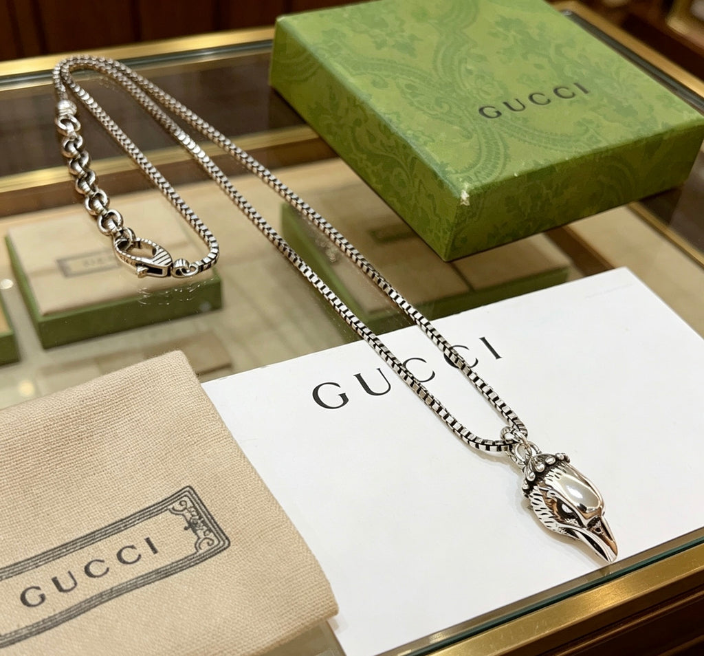 Gucci Anger Forest Interlocking G Antique Silver-Tone Silver-Tone Antiqued Chain Necklace - album image 5