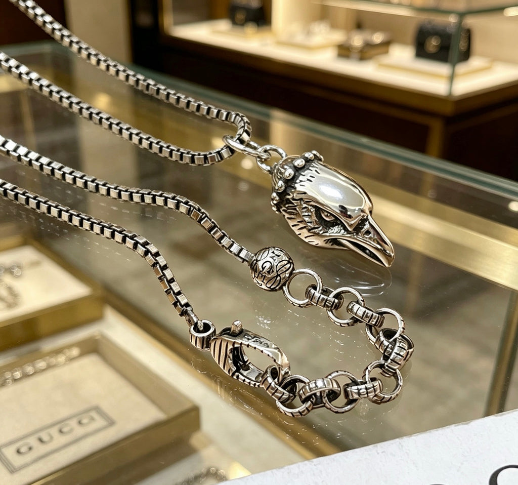 Gucci Anger Forest Interlocking G Antique Silver-Tone Silver-Tone Antiqued Chain Necklace - album image 2