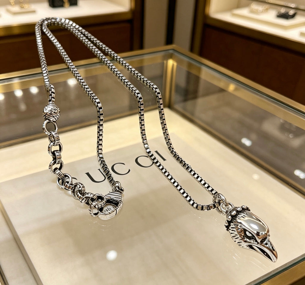 Gucci Anger Forest Interlocking G Antique Silver-Tone Silver-Tone Antiqued Chain Necklace - album image 8