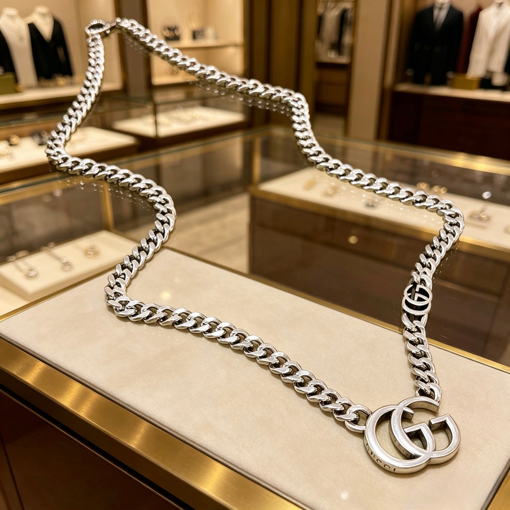 Gucci Anger Forest Interlocking G Antiqued Chain Necklace - album image 4