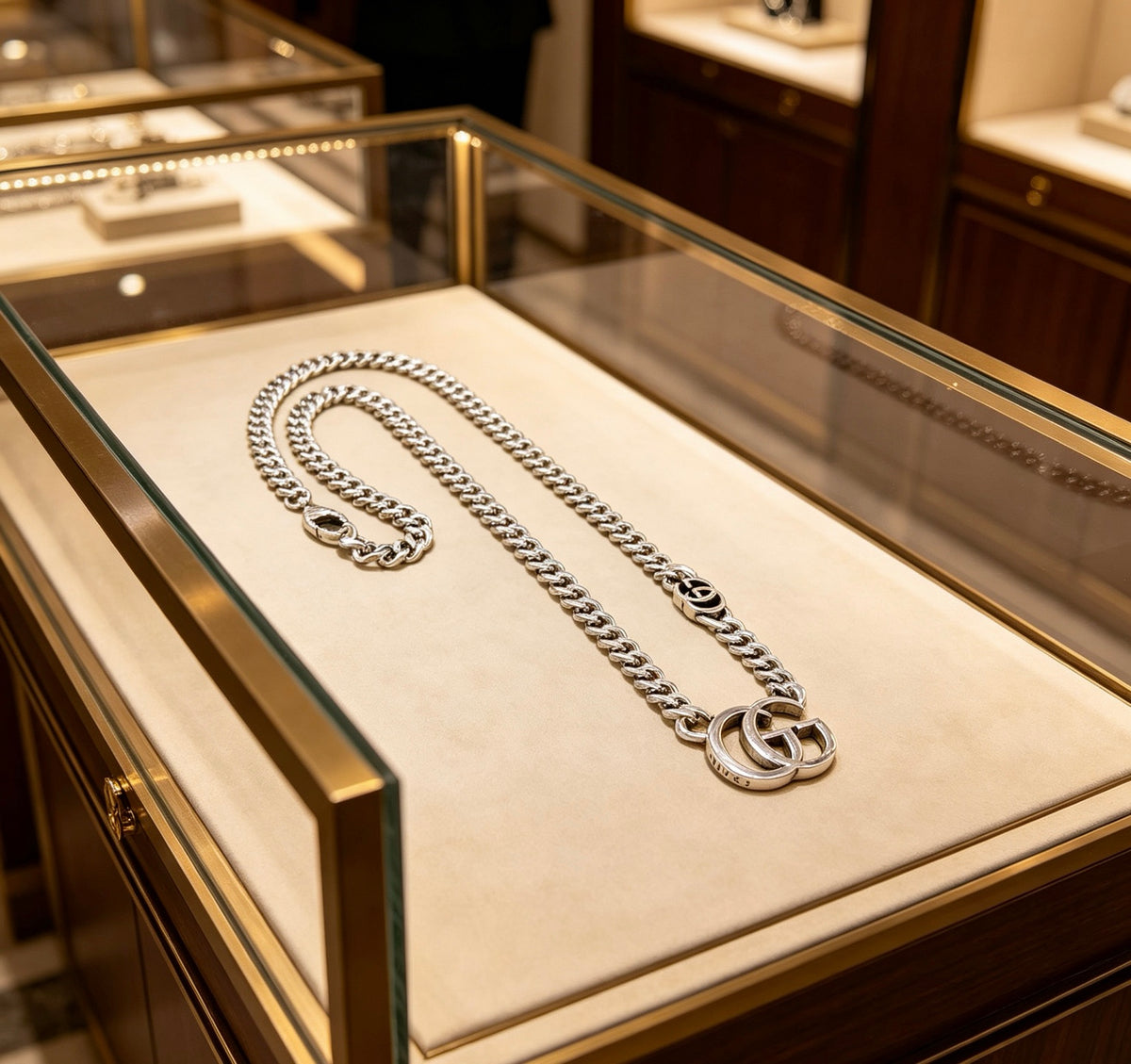 Gucci Anger Forest Interlocking G Antiqued Chain Necklace - album image 2