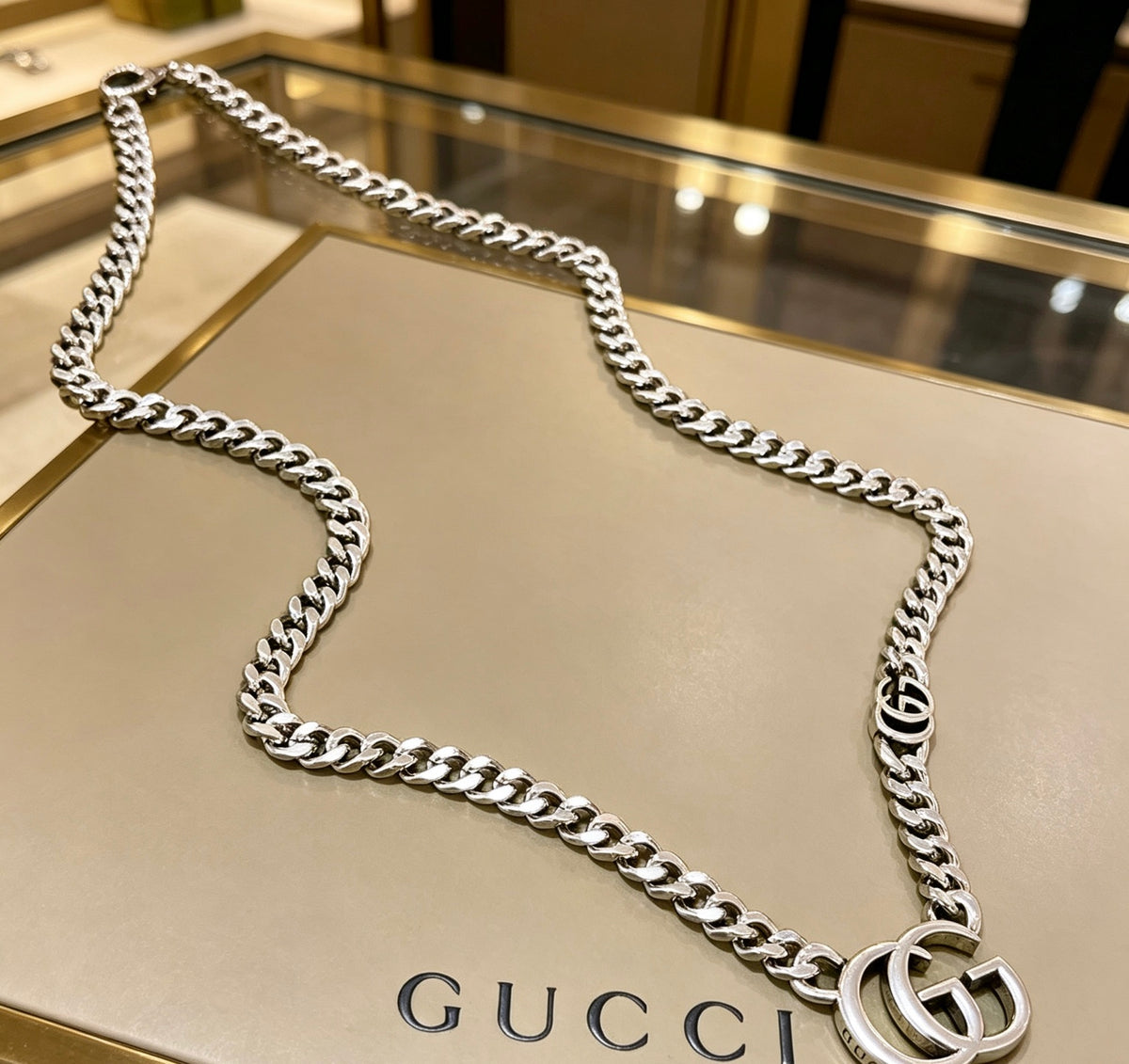 Gucci Anger Forest Interlocking G Antiqued Chain Necklace - album image 1