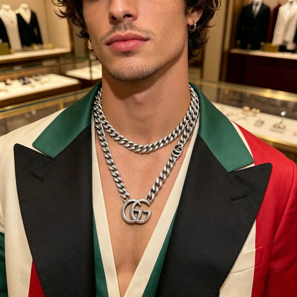 Gucci Anger Forest Interlocking G Antiqued Chain Necklace - album image 6