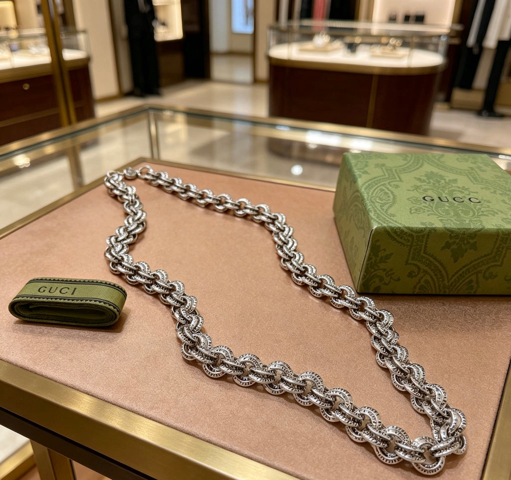 Gucci Anger Forest Interlocking G Antiqued Chain Necklace - album image 8