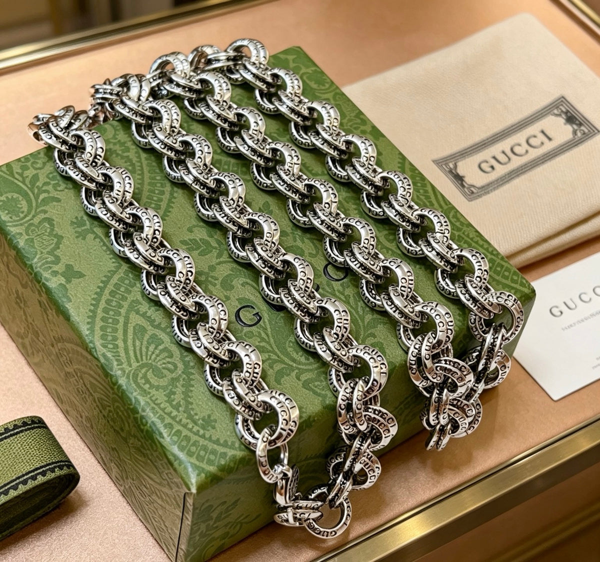Gucci Anger Forest Interlocking G Antiqued Chain Necklace - album image 7